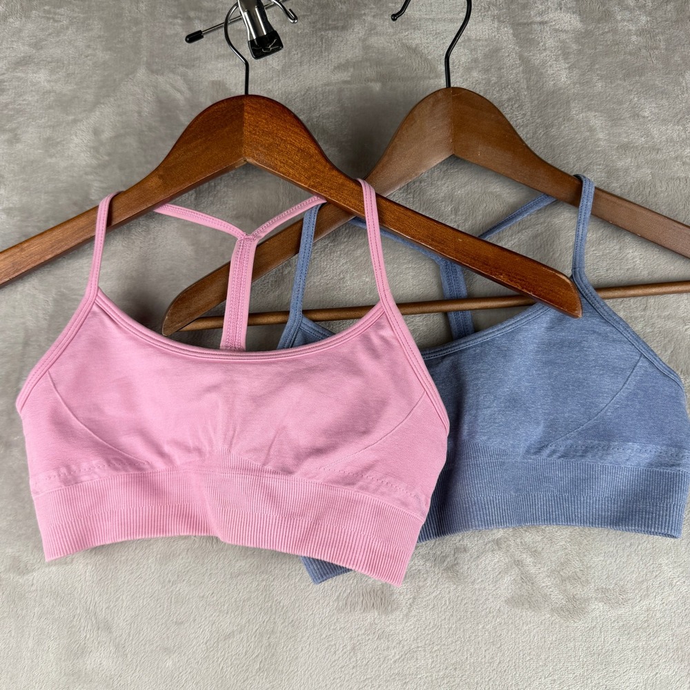 AYBL Motion Seamless Sports Bra 2 Pack Pink Blue XS Racerback Activewear Gym Top